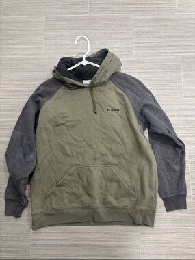 Columbia Olive Green & Gray Hooded Pullover Sweatshirt